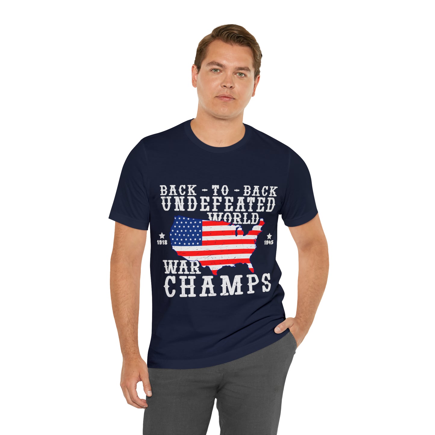 Back to Back World War Champs, American Flag, Fourth Of July 4th Unisex Jersey Short Sleeve Tee