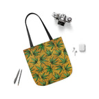 Gold And Green Marijuana Pot Weed Leaf With Gold Background 420 Polyester Canvas Tote Bag (AOP)