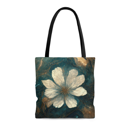 Bold And Beautiful White, Grey And Blue Floral Style 1 Tote Bag (AOP)