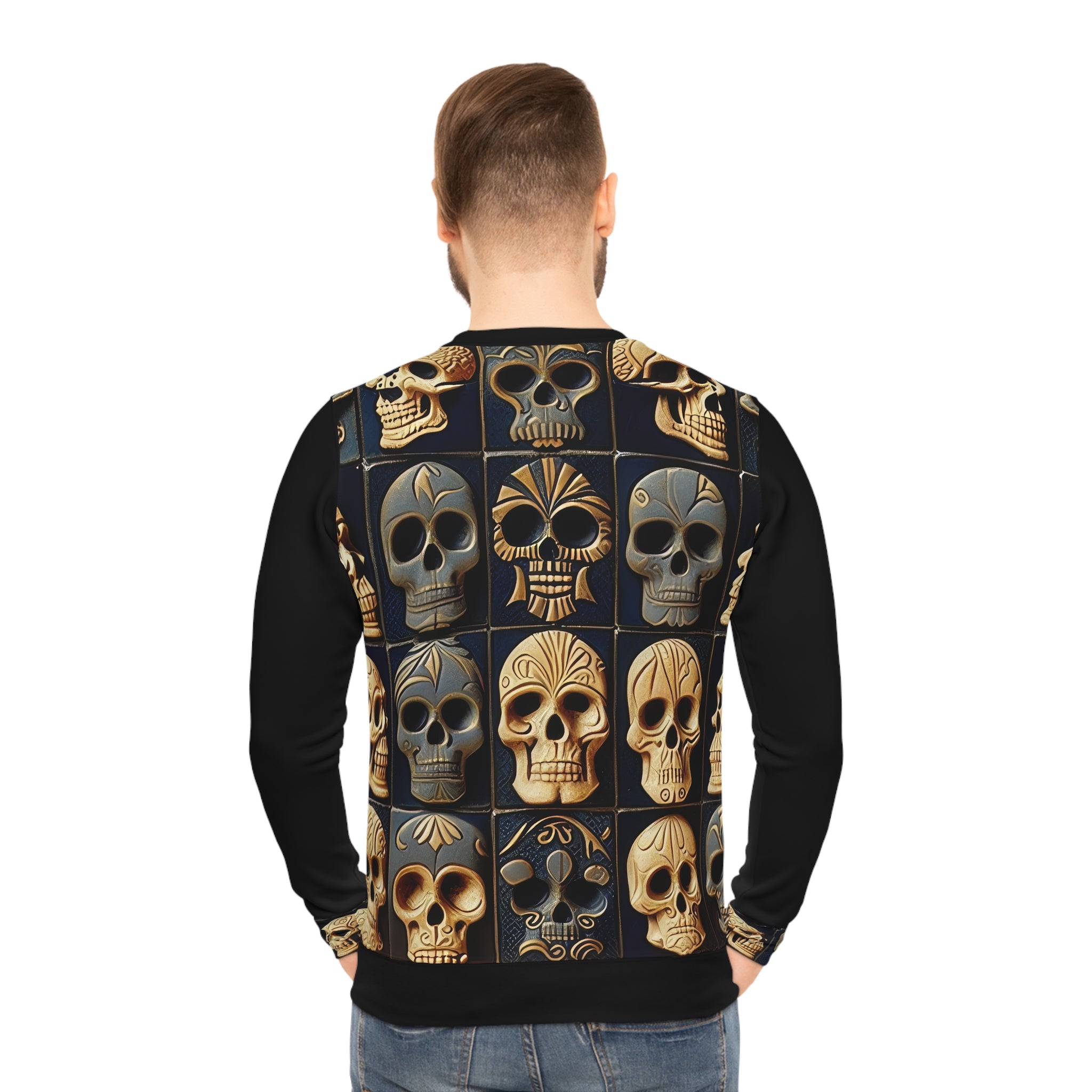 Metallic Chrome Skulls and classic Designed Background Style 13 Lightweight Sweatshirt (AOP)