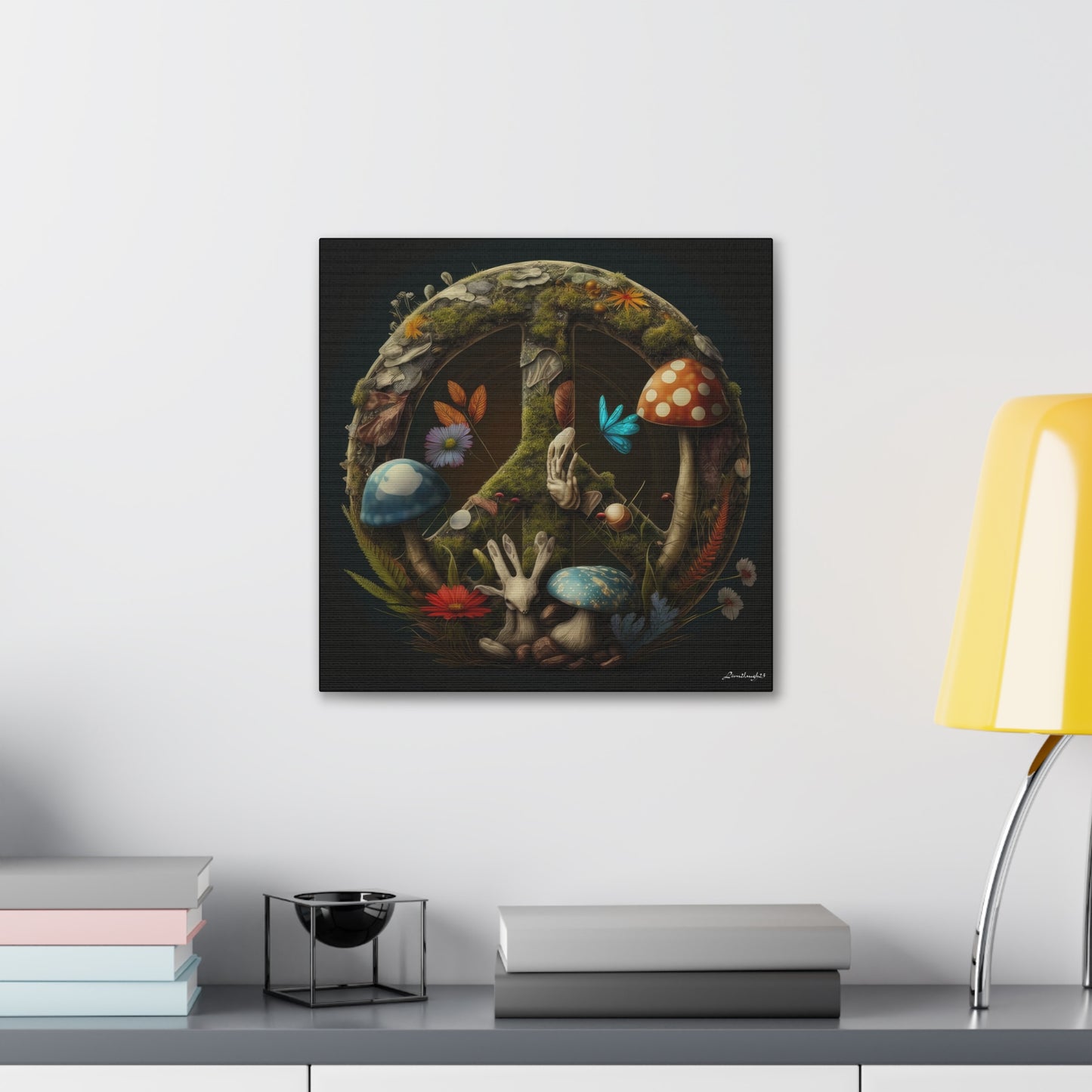 Beautiful Forest Round Peace Sign 5 Canvas Gallery Wraps