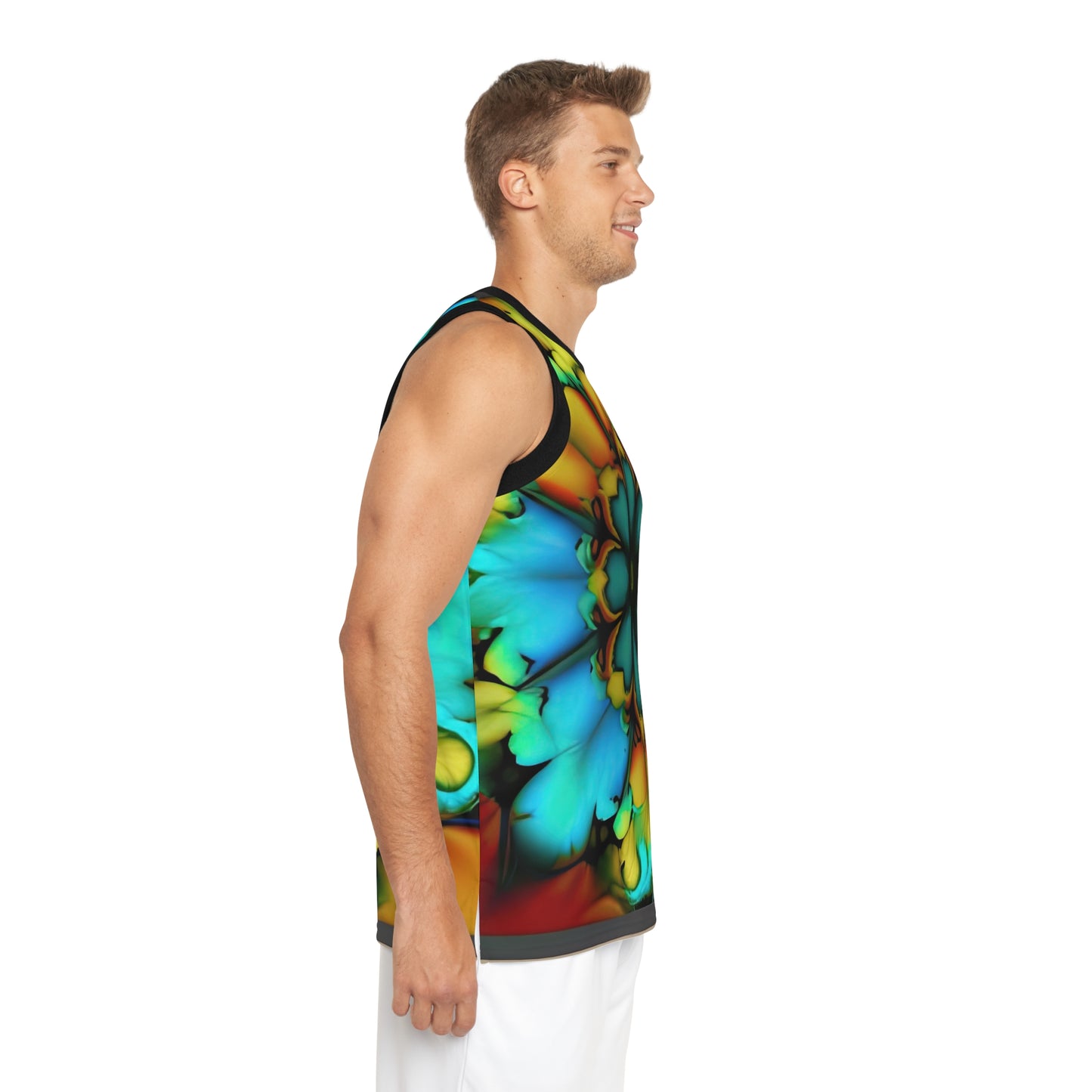 Bold And Beautiful Tie Dye B 3 Blue Yellow Unisex Basketball Jersey (AOP)