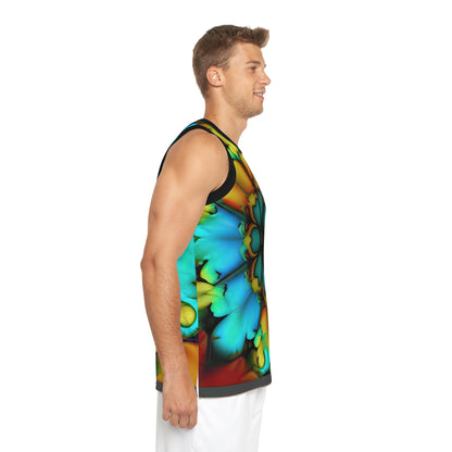 Bold And Beautiful Tie Dye B 3 Blue Yellow Unisex Basketball Jersey (AOP)