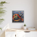 Mystic Shadows: The Enigmatic Cat, Framed Mosaic Cat Art Print — Colorful Modern Wall Canvas