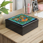 "Emerald Eyes Mosaic Cat", Jewelry- Stash- Collection Box