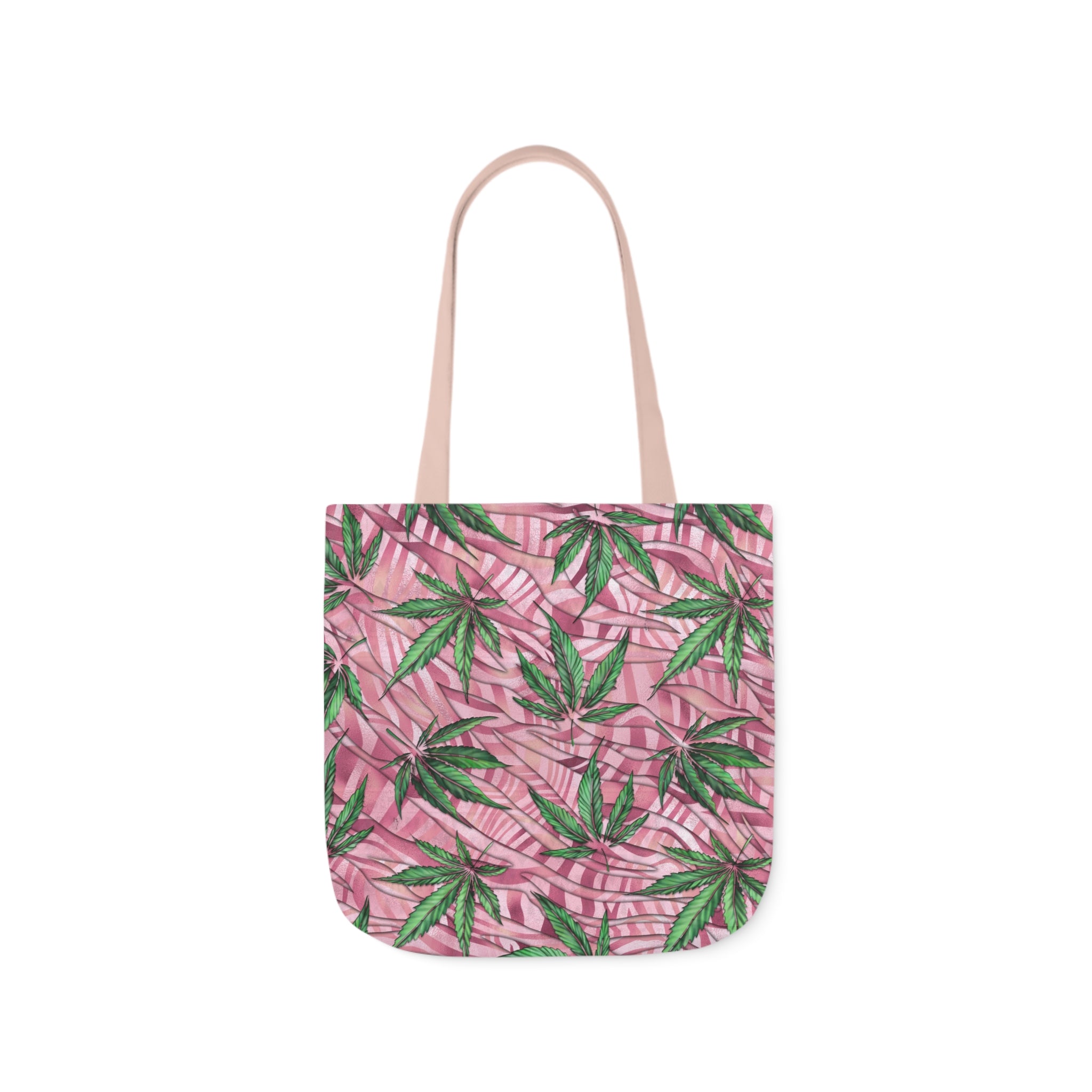 Beautifully Pink And Green Gorgeous Designed Marijuana 420 Weed Leaf Polyester Canvas Tote Bag (AOP)