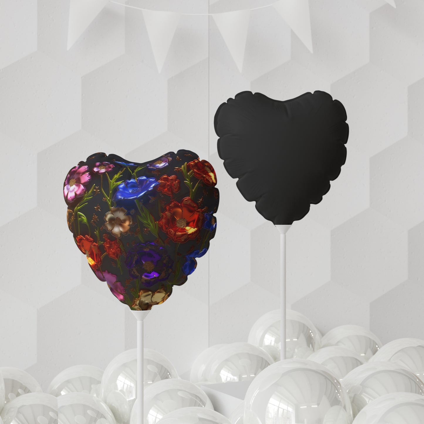 Bold & Beautiful & Metallic Wildflowers, Gorgeous floral Design, Style 7 Balloon (Round and Heart-shaped), 11"