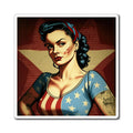 Retro Tattooed Pinup Blue, Red And White Star Magnet Style One