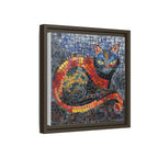 Mystic Shadows: The Enigmatic Cat, Framed Mosaic Cat Art Print — Colorful Modern Wall Canvas