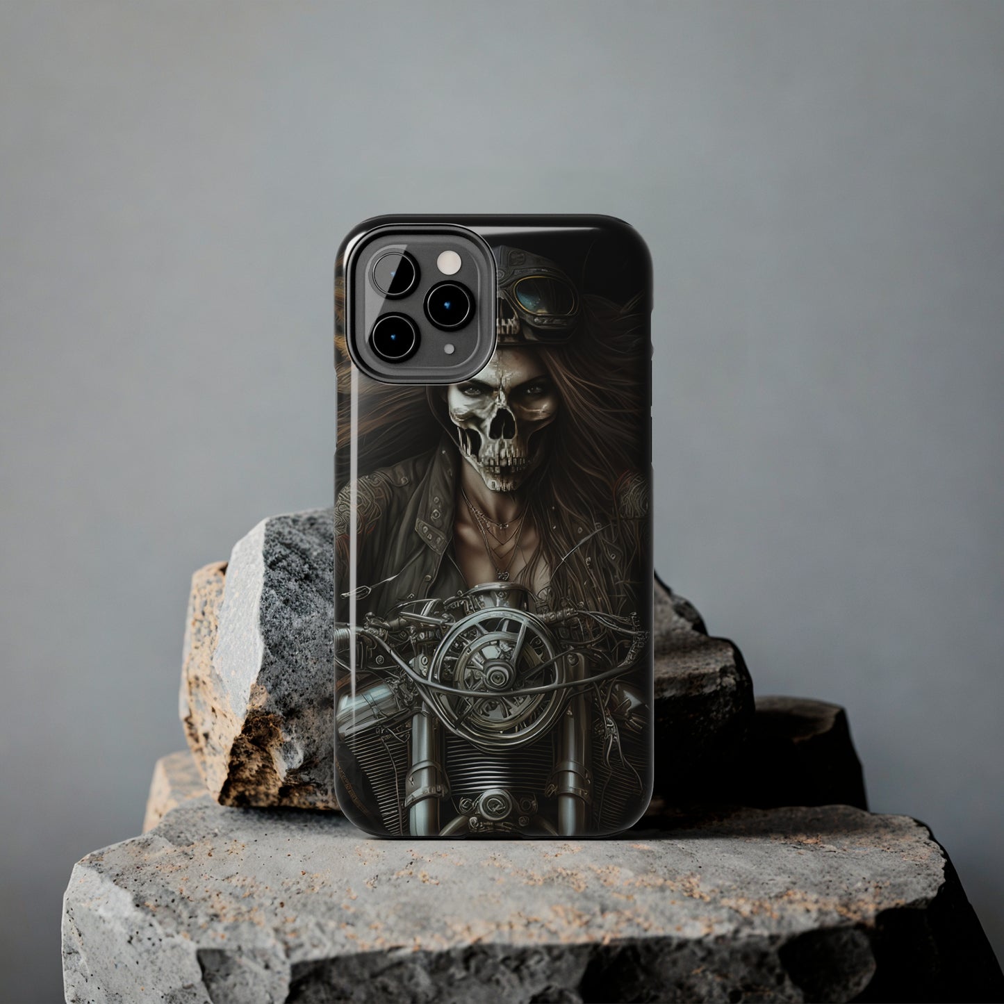 Skull Motorcycle Rider, Ready to Tear Up Road On Beautiful Bike 10 Tough Phone Cases