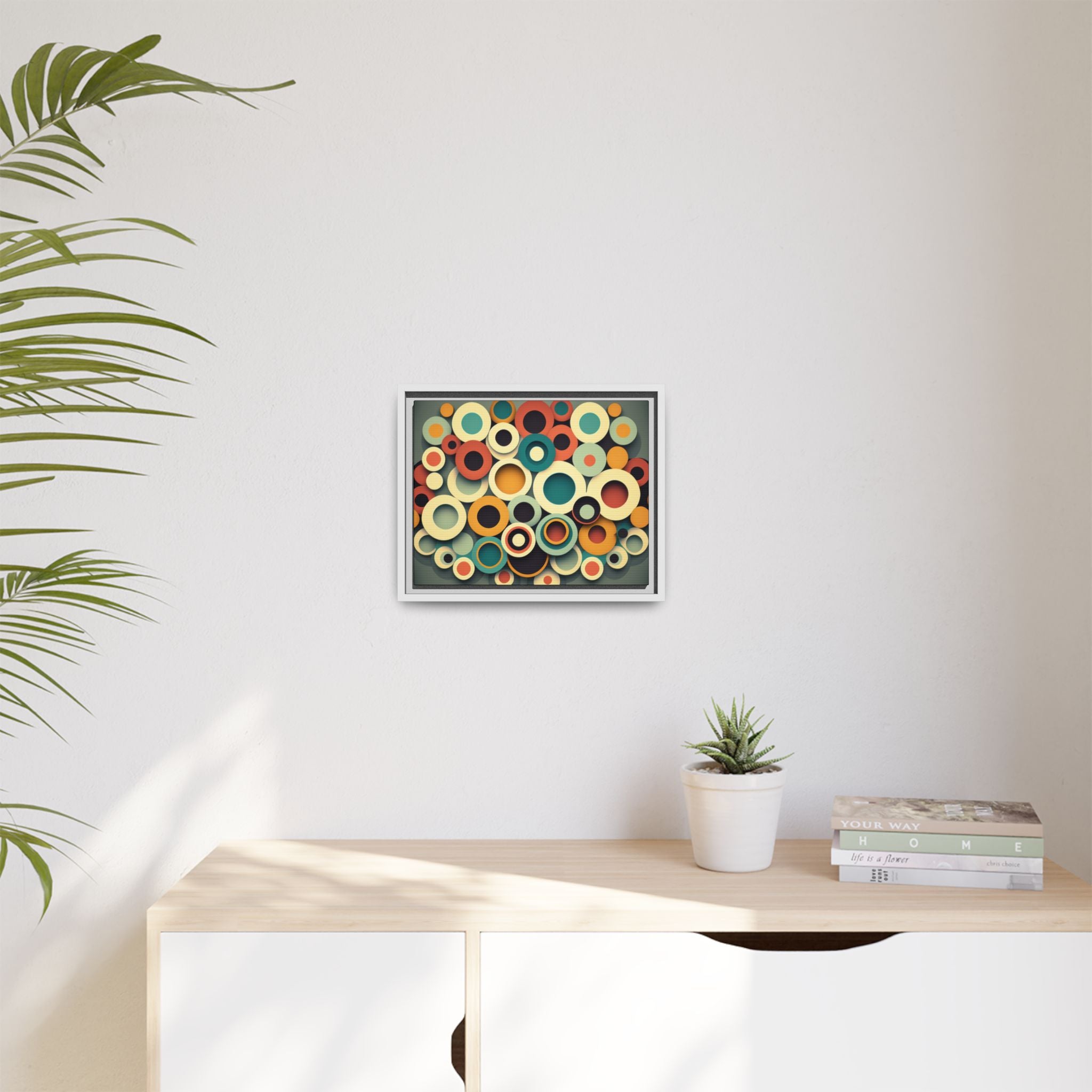 Gathered Circles, Matte Canvas, Framed (Multi-color)