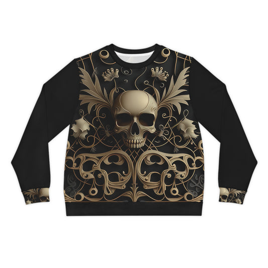 Metallic Chrome Skull and classic Designed Background Style 2 Lightweight Sweatshirt (AOP)