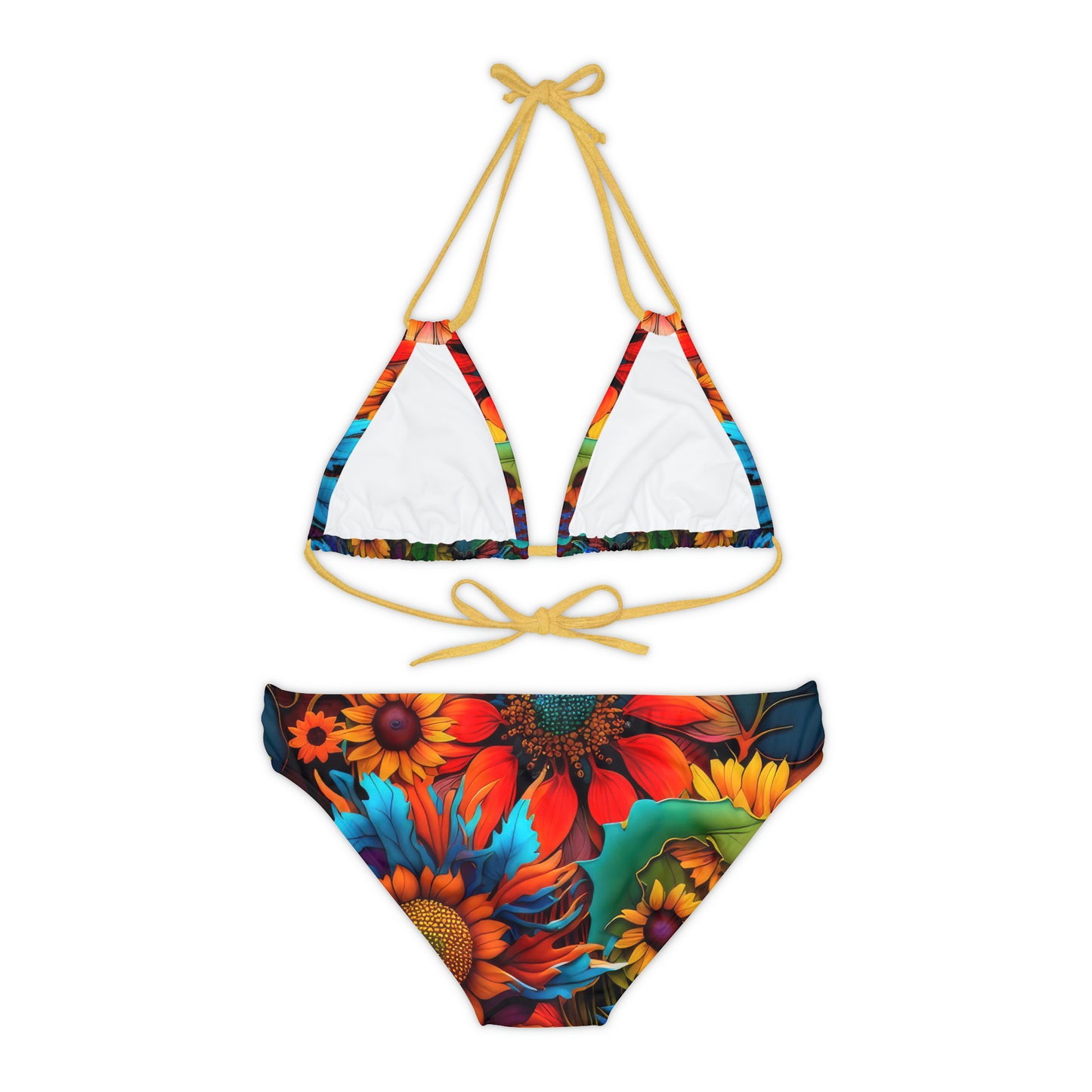 Bold And Beautiful Flowers Style Two Strappy Bikini Set (AOP)