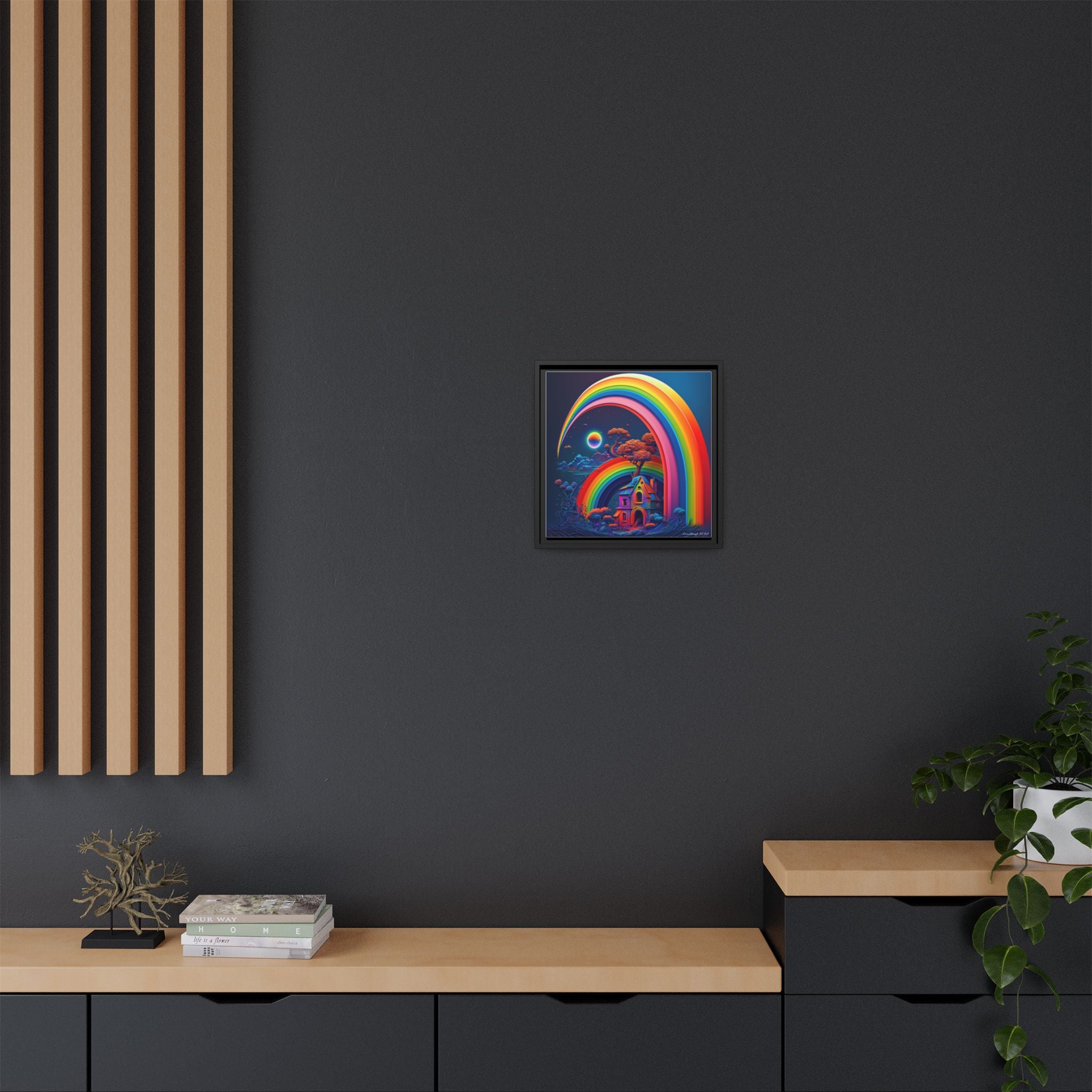 Home Beneath the Rainbow, Art Print — Colorful Modern Wall Canvas