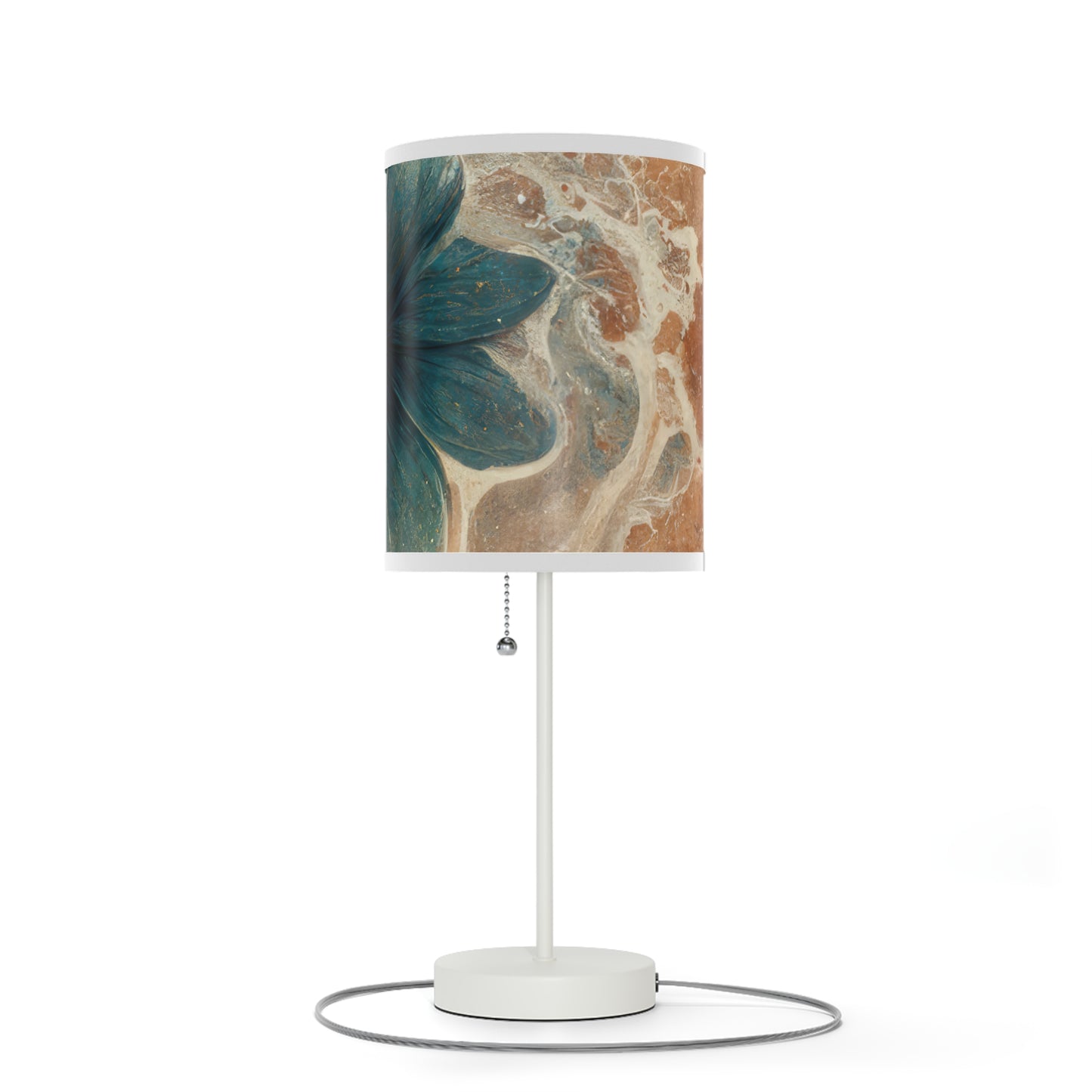 Bold And Beautiful White, Grey And Blue Floral Style 2 Lamp on a Stand, US|CA plug