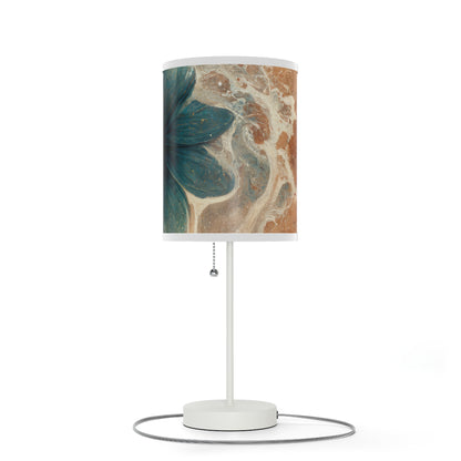 Bold And Beautiful White, Grey And Blue Floral Style 2 Lamp on a Stand, US|CA plug