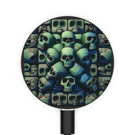 Metallic Chrome Skull And Detailed Background Style 8 Magnetic Induction Charger