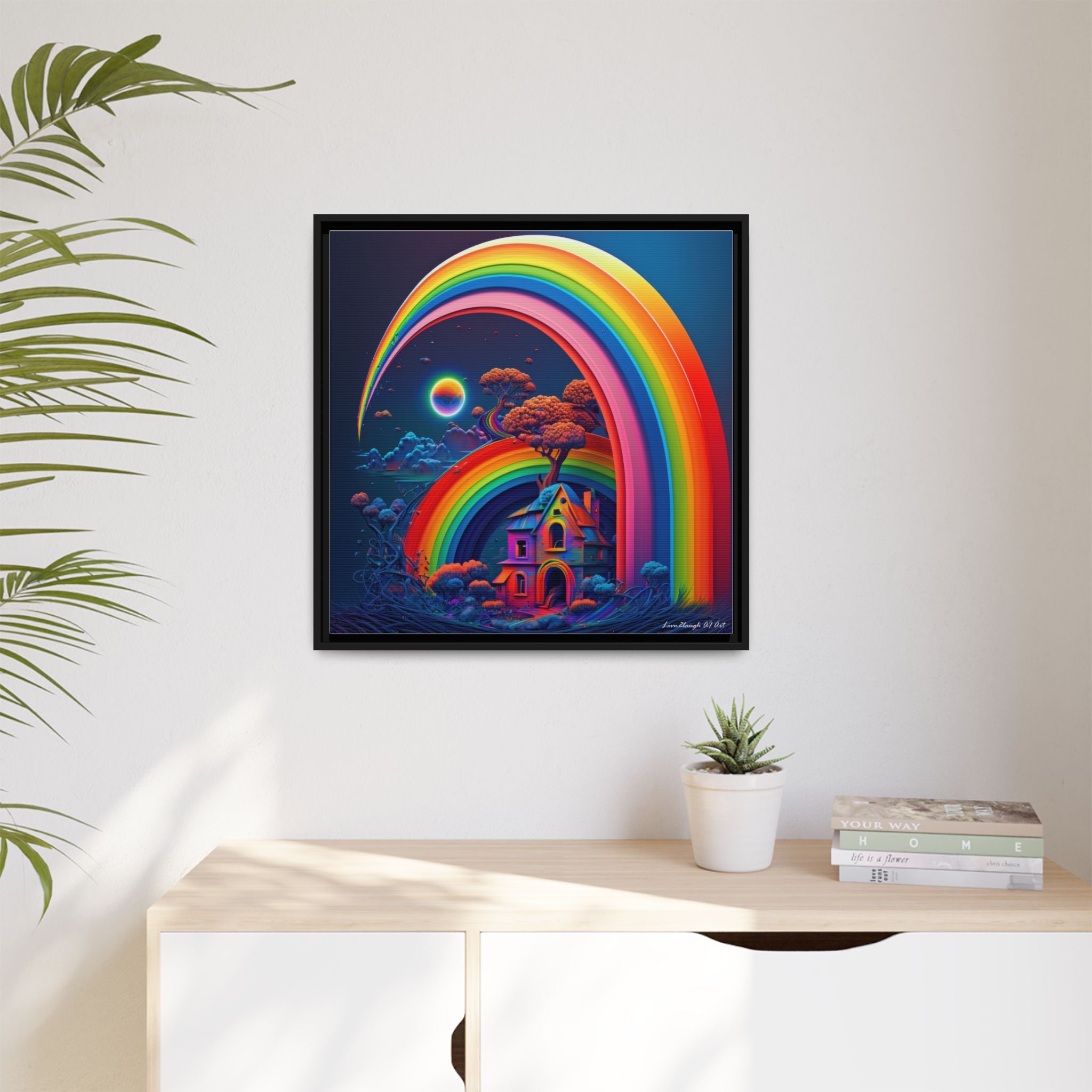 Home Beneath the Rainbow, Art Print — Colorful Modern Wall Canvas