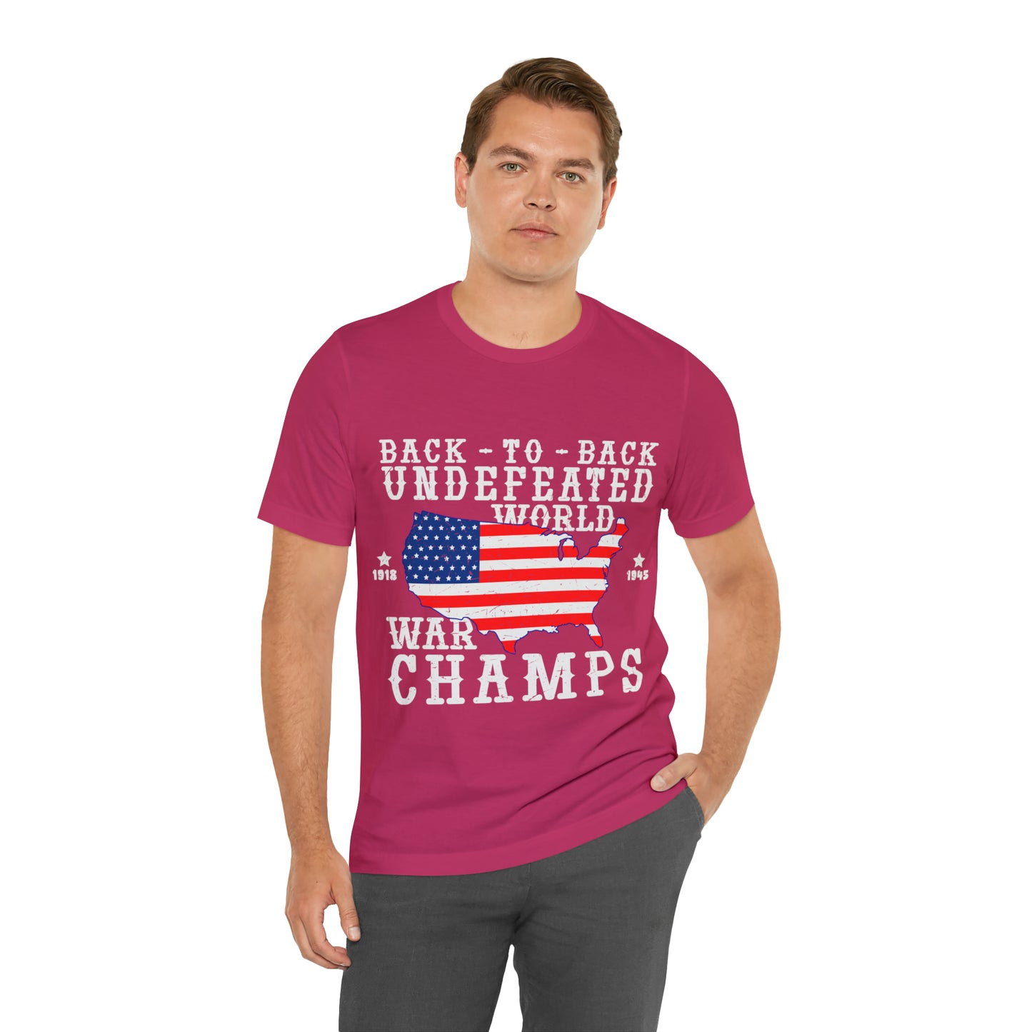 Back to Back World War Champs, American Flag, Fourth Of July 4th Unisex Jersey Short Sleeve Tee