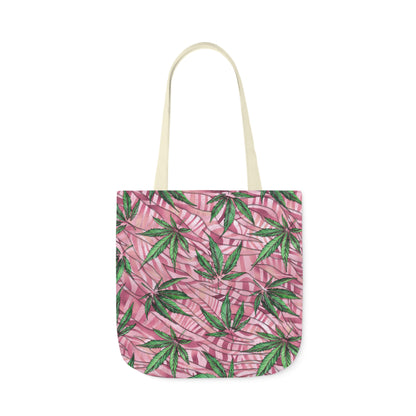 Beautifully Pink And Green Gorgeous Designed Marijuana 420 Weed Leaf Polyester Canvas Tote Bag (AOP)