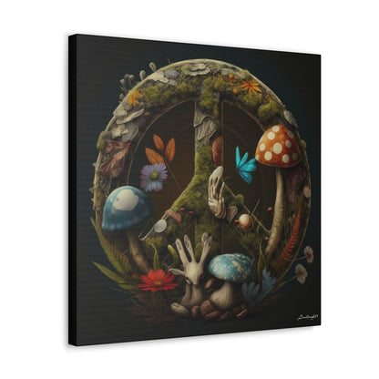 Beautiful Forest Round Peace Sign 5 Canvas Gallery Wraps