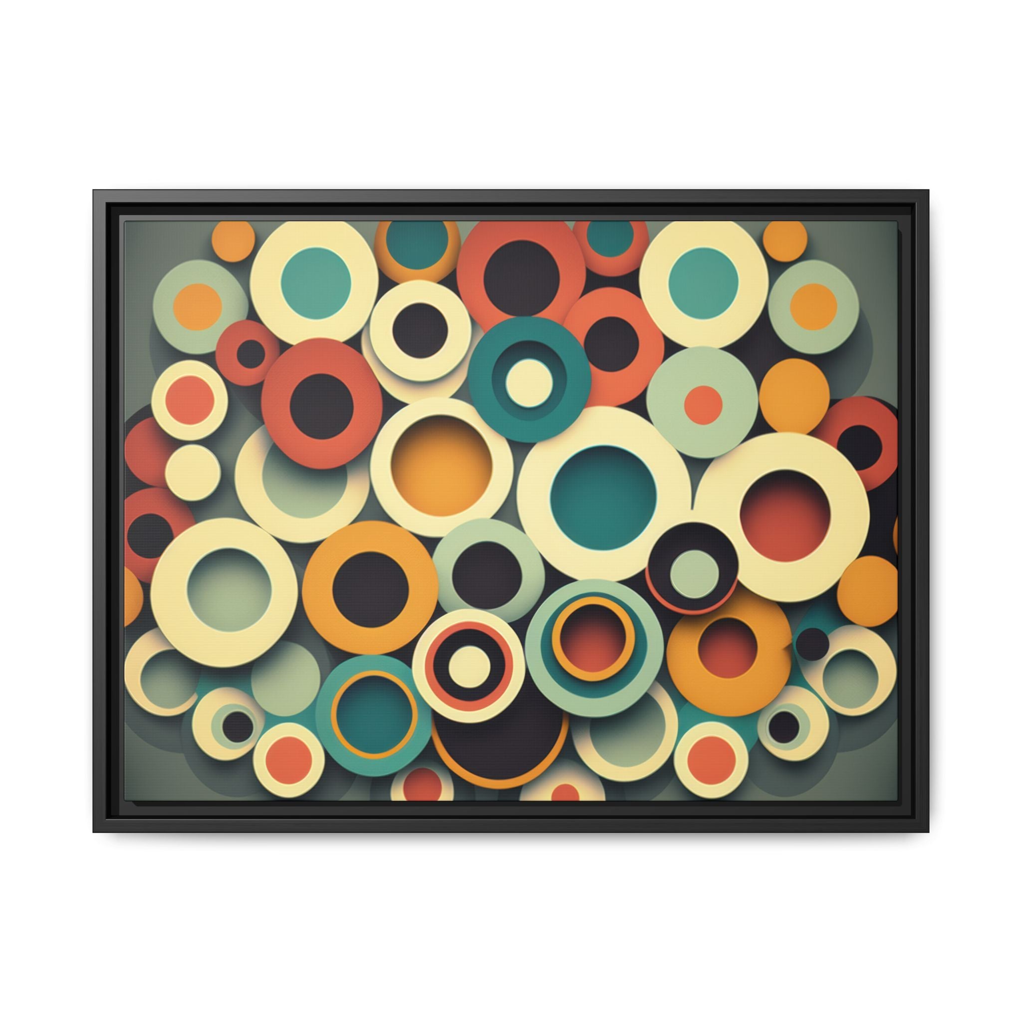 Gathered Circles, Matte Canvas, Framed (Multi-color)