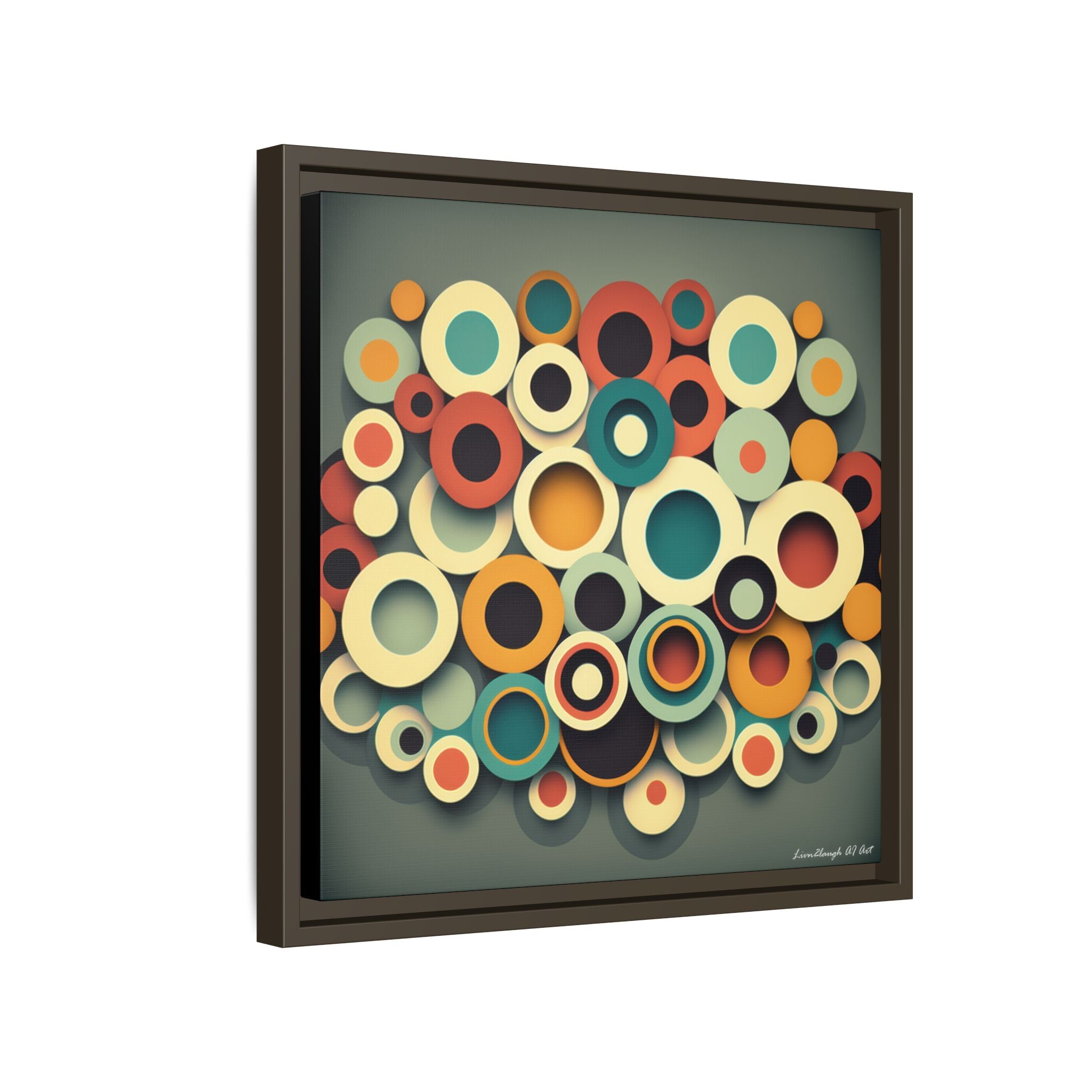 Gathered Circles, Matte Canvas, Framed (Multi-color)