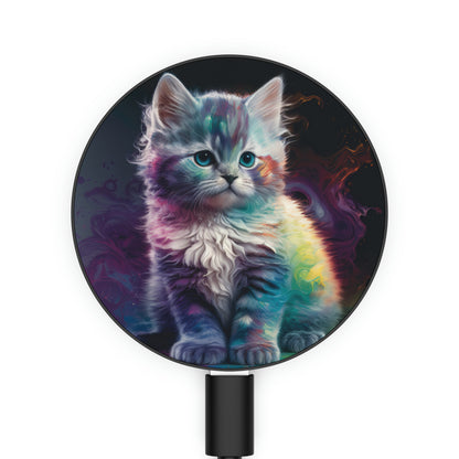 Bold And Beautiful Tie Dye Sassy Furry Kitten 2 Magnetic Induction Charger