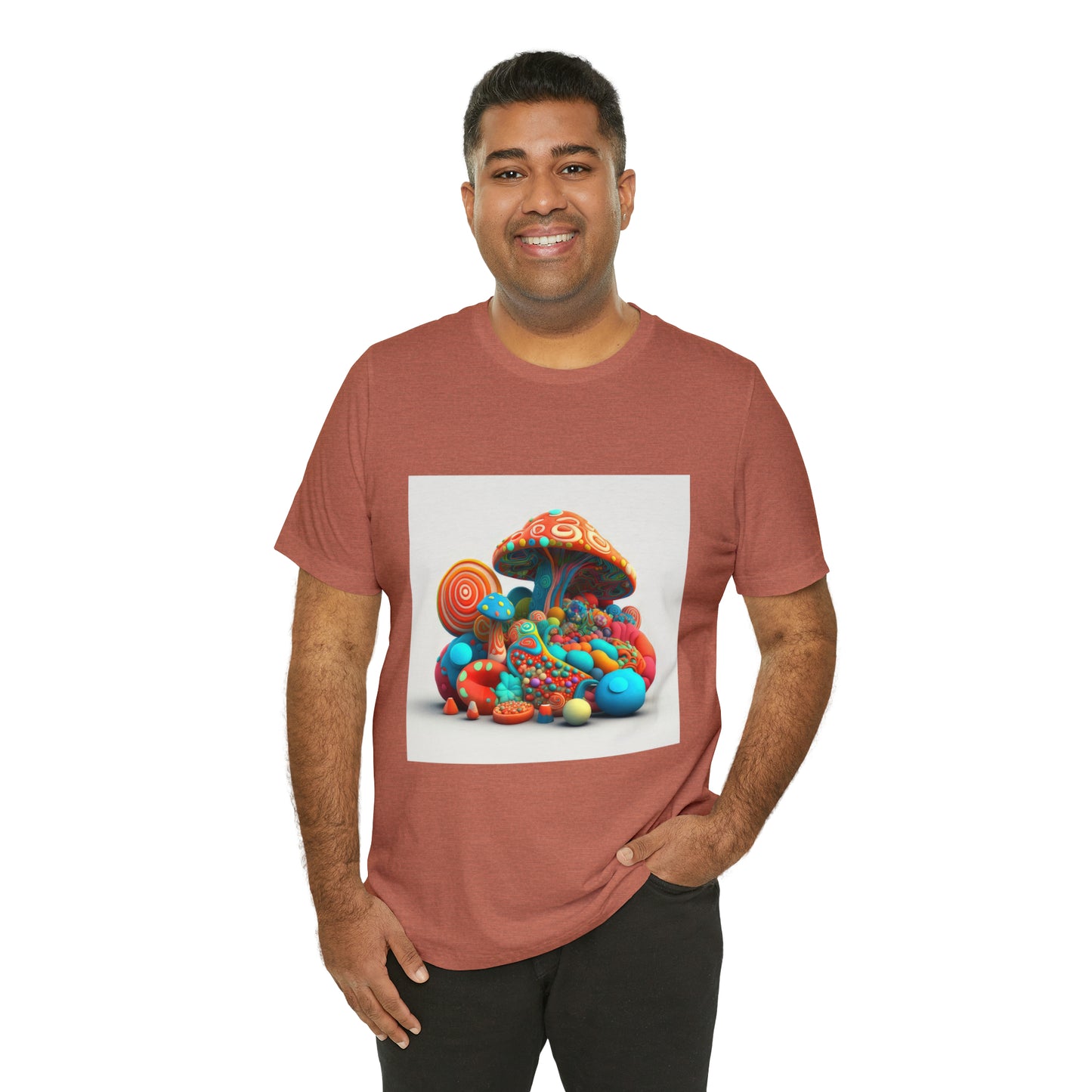 Hippie Mushroom Color Candy Style Design Style 1Unisex Jersey Short Sleeve Tee