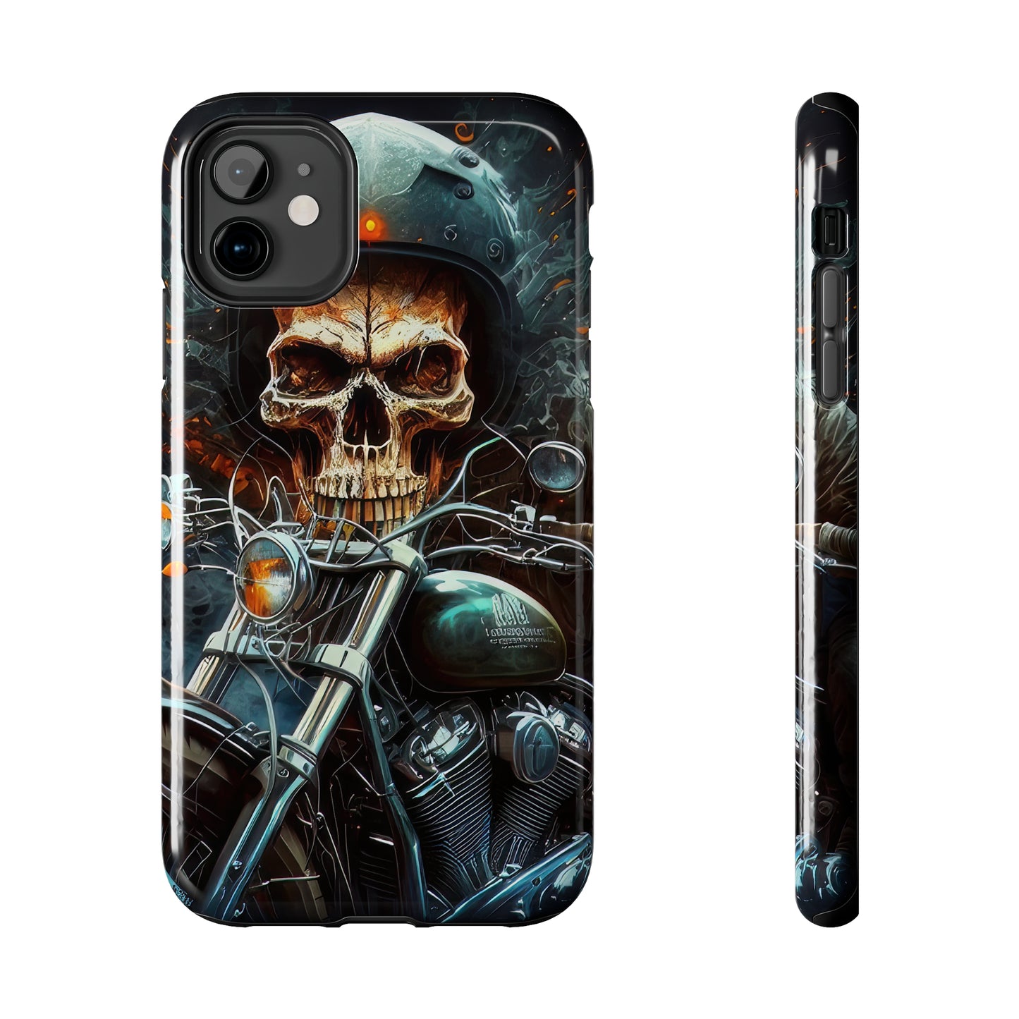 Skull Motorcycle Rider, Ready to Tear Up Road On Beautiful Bike 9 Tough Phone Cases