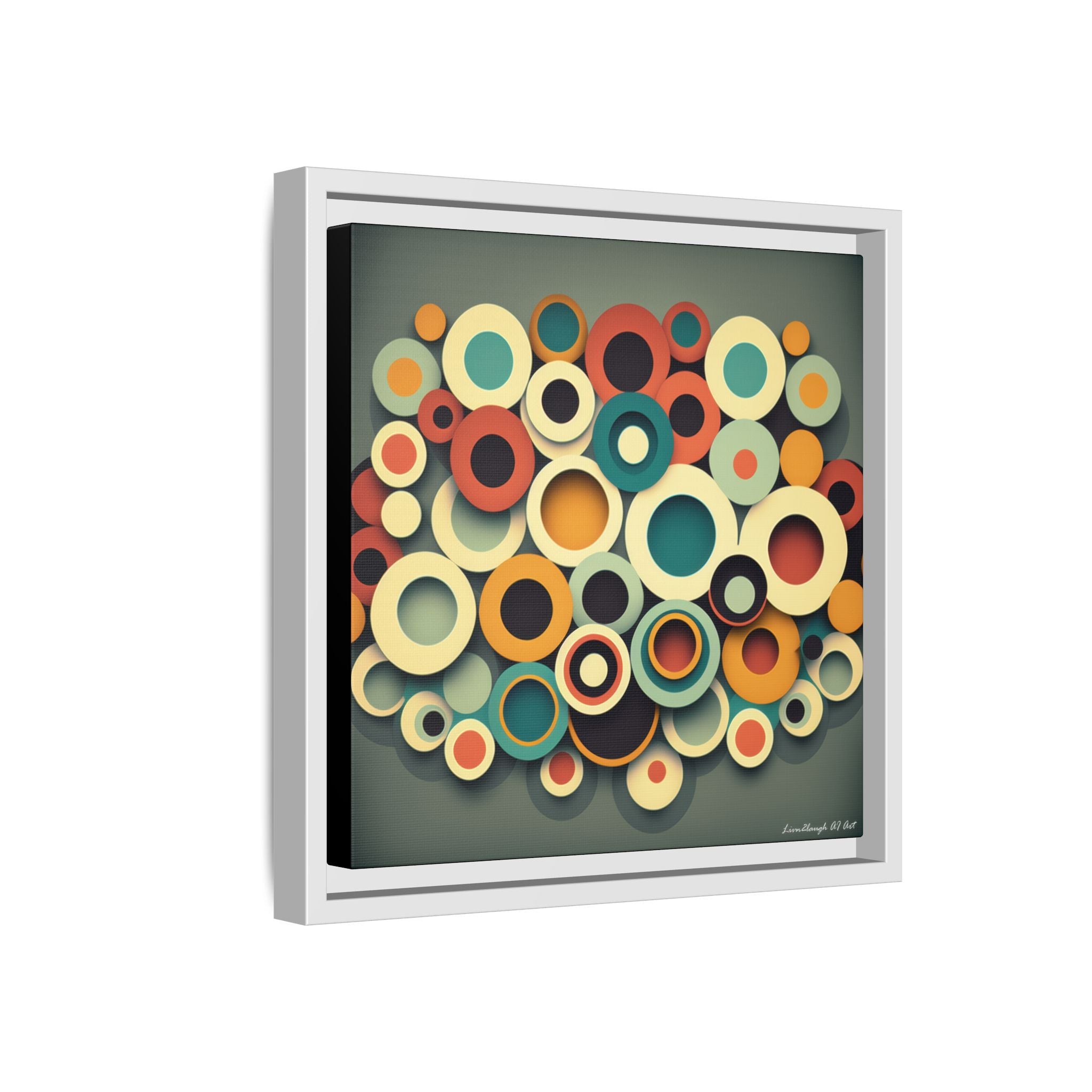 Gathered Circles, Matte Canvas, Framed (Multi-color)