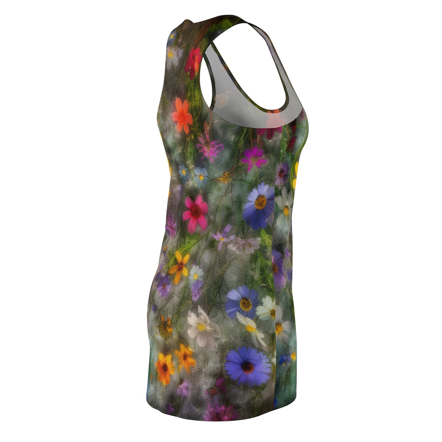 Bold & Beautiful & Metallic Wildflowers, Gorgeous floral Design, Style 2 Women's Cut & Sew Racerback Dress (AOP)