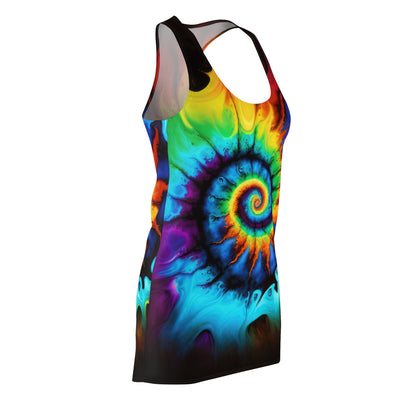 Bold And Beautiful Tie Dye Style One Women's Cut & Sew Racerback Dress (AOP)