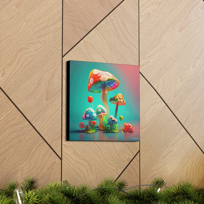 Beautiful Mushroom Luminating Colorful Bliss 3 Canvas Gallery Wraps