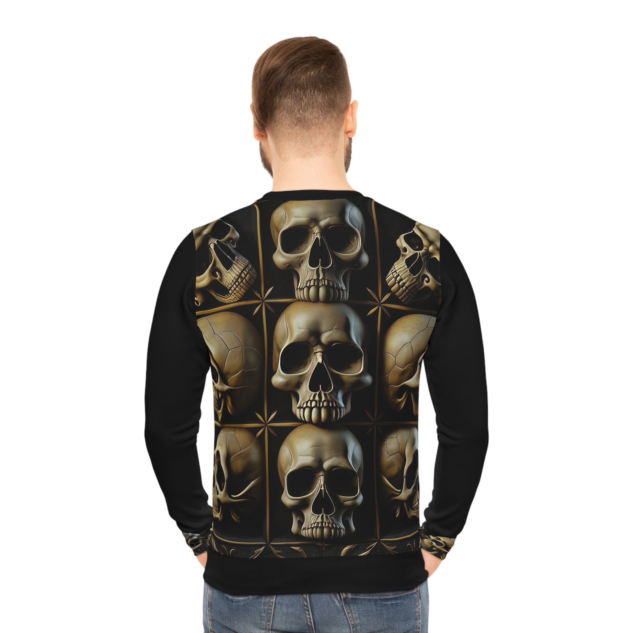 Metallic Chrome Skulls and classic Designed Background Style 17 Lightweight Sweatshirt (AOP)