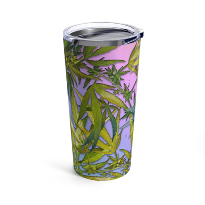 Blue Green Marijuana Elegantly Designed 420 Weed Tumbler 20oz