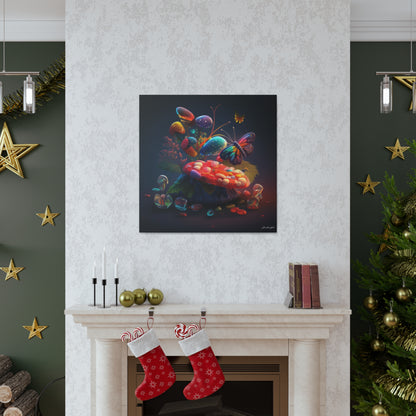 Beautiful Mushroom Luminating Colorful Bliss With Butterflies Canvas Gallery Wraps