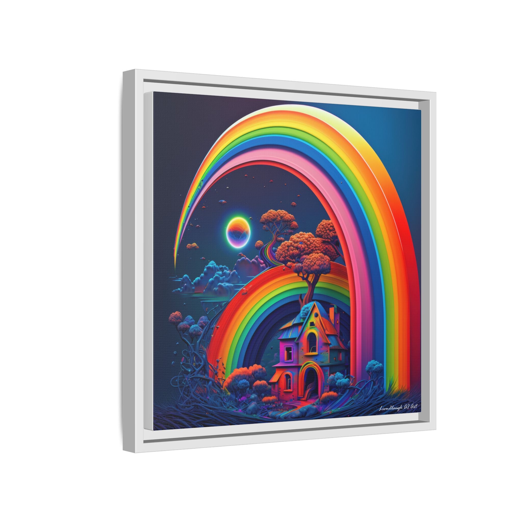 Home Beneath the Rainbow, Art Print — Colorful Modern Wall Canvas