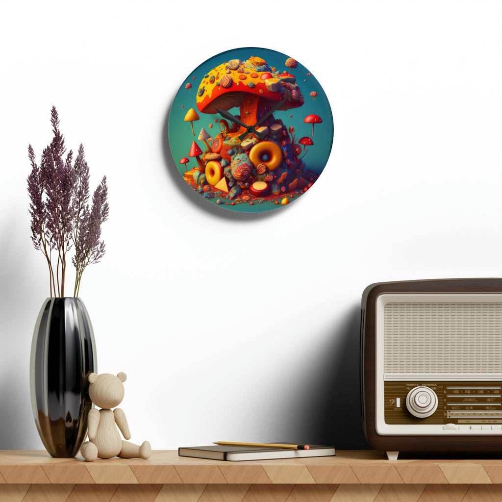 Hippie Mushroom Color Candy Style Design Style 2 Acrylic Wall Clock