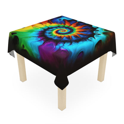 Bold And Beautiful Tie Dye Style 1 With Black Background Tablecloth