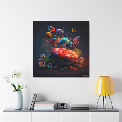 Beautiful Mushroom Luminating Colorful Bliss With Butterflies Canvas Gallery Wraps