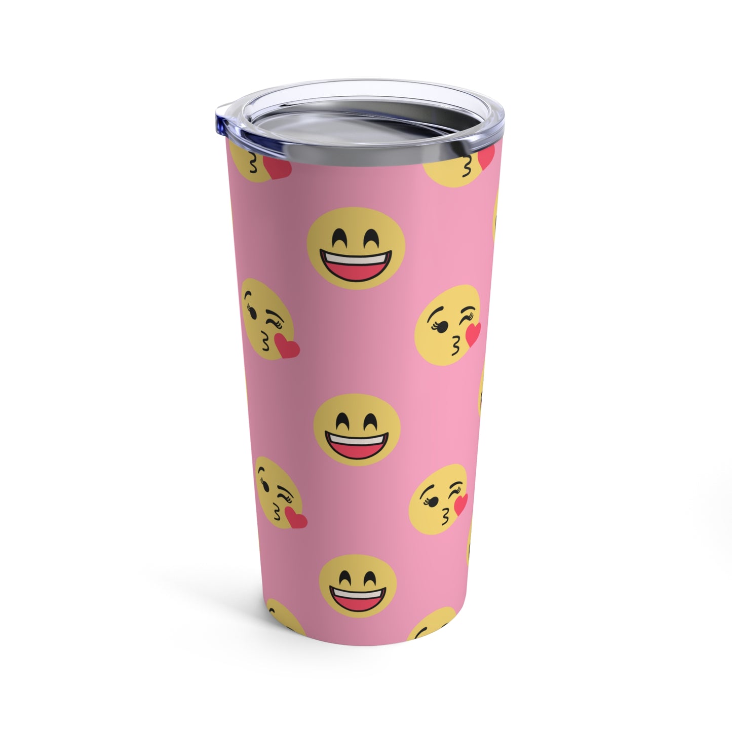 Guys And Girls Yellow Smiley Faces With Pink Background By SimiSwimStudios Tumbler 20oz