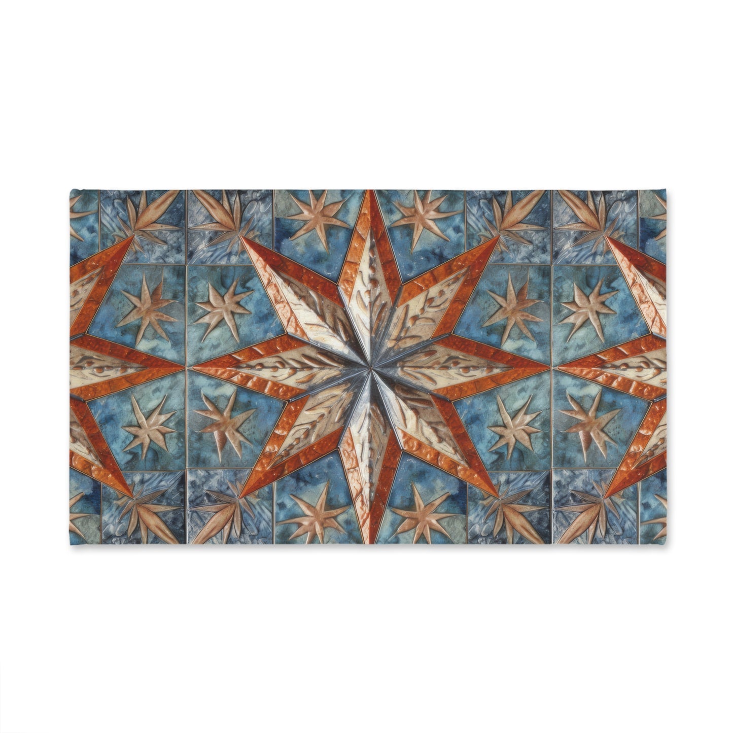 Beautiful Stars Abstract Star Style Orange, White And Blue Hand Towel