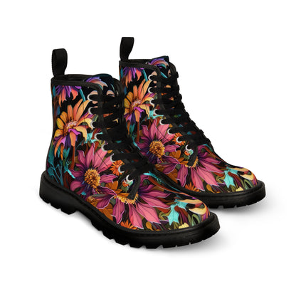 Bold And Beautiful Colorful Flowers Style Three Women's Canvas Boots