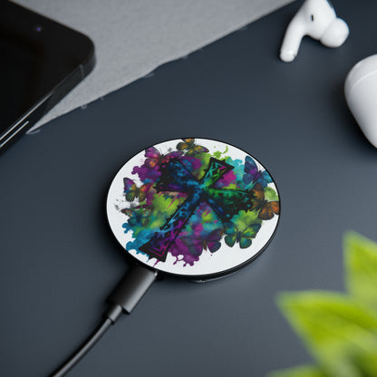 Bold And Beautiful Tie Dye Butterflies And Cross Style 10 Magnetic Induction Charger