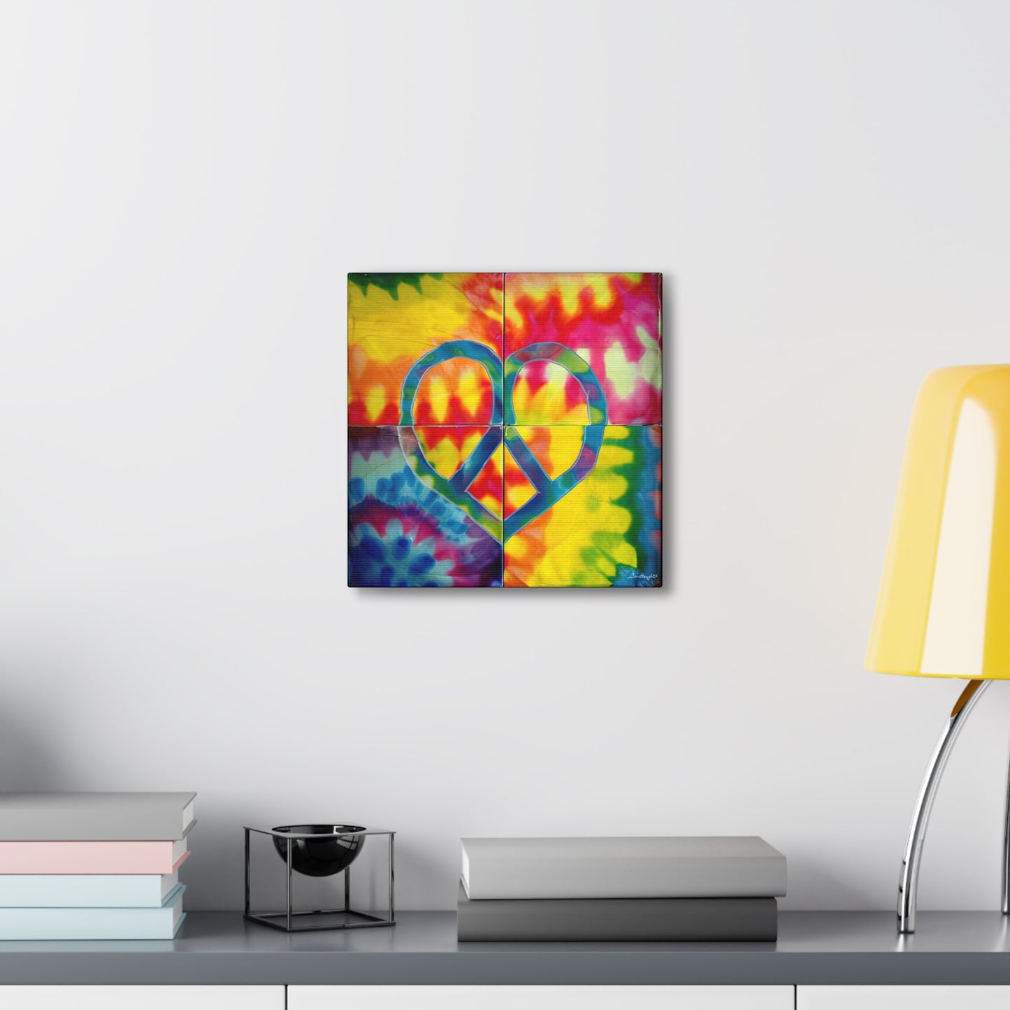 Coolio Tie Dye Hippie Heart Peace Sign Canvas Gallery Wraps