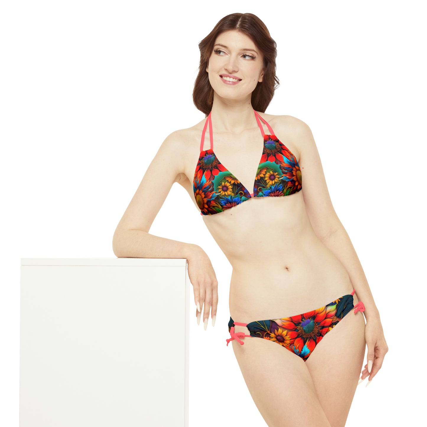 Bold And Beautiful Flowers Style Two Strappy Bikini Set (AOP)