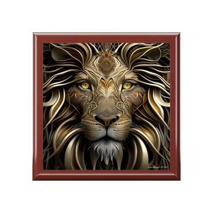 Lion Of The Jungle, Black or Brown Jewelry Box