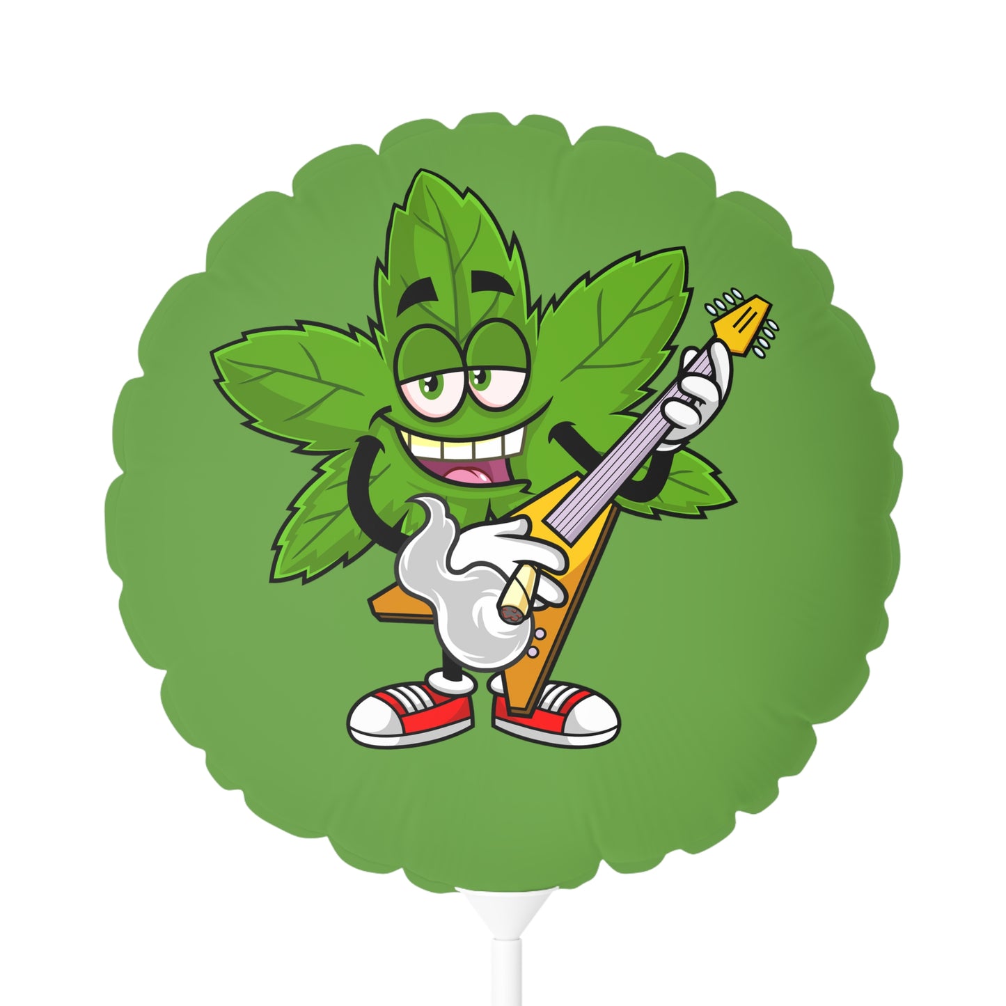 Marijuana Reggae Pot Leaf Man Smoking A Joint With Red Sneakers Style 2, Green Balloon (Round and Heart-shaped), 11"