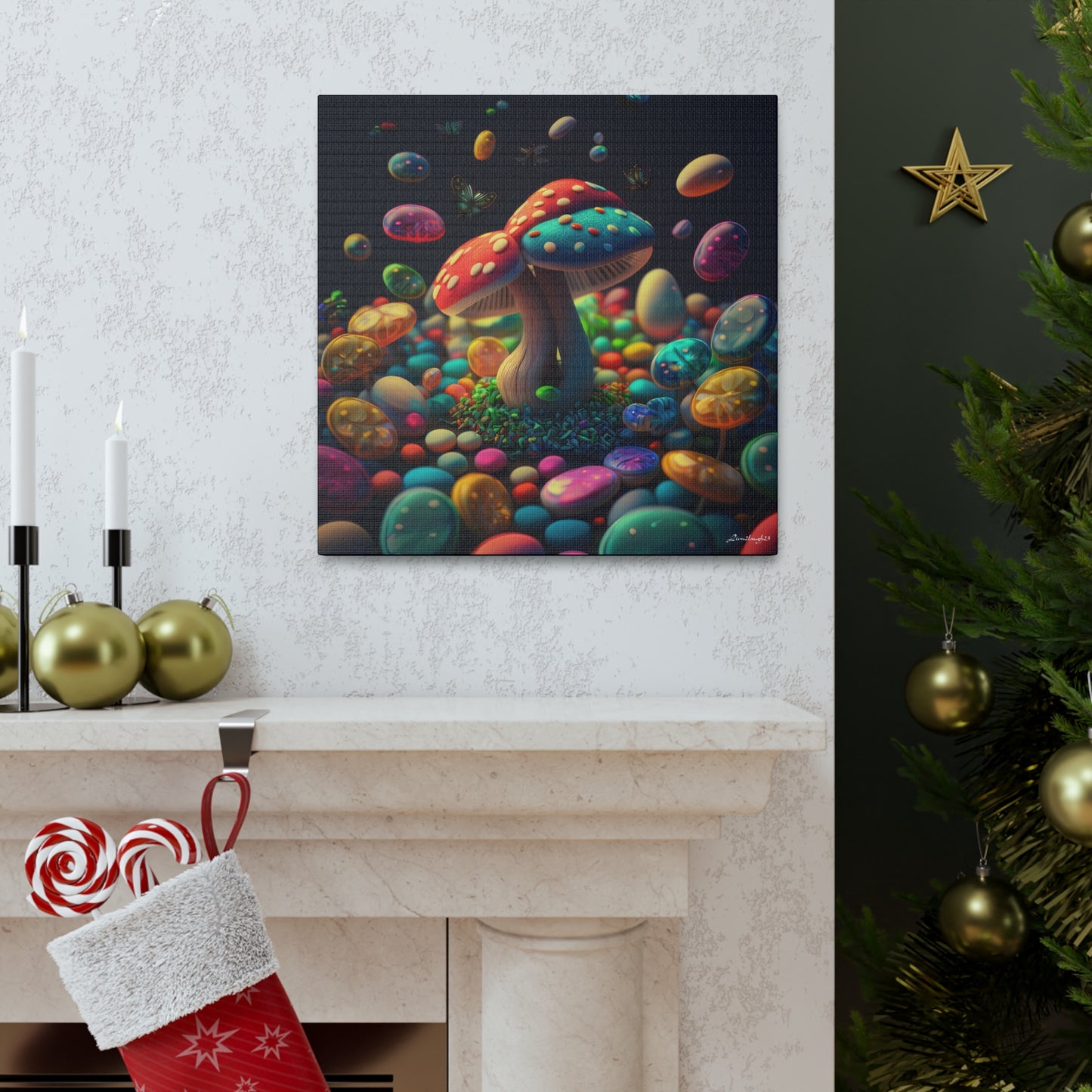 Beautiful Mushroom Luminating Colorful Bliss Canvas Gallery Wraps